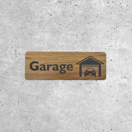 Plaque en Bois Garage avec Symbole Voiture