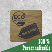 Signalétique en bois carré personnalisable – Made in France et éco-conçue